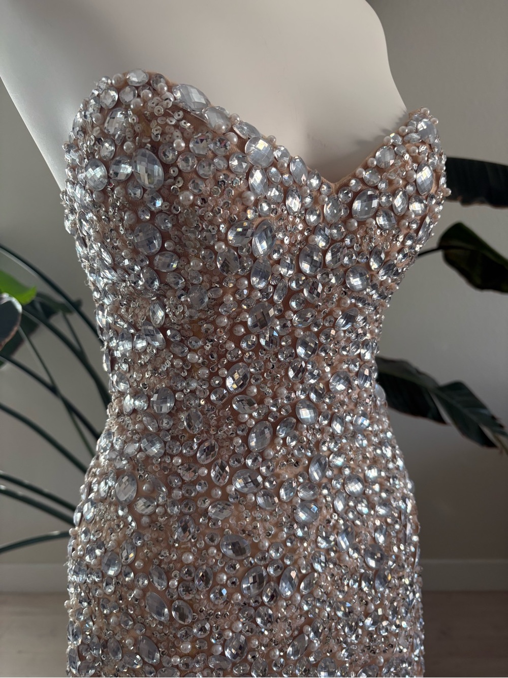 Jovani Strapless Crystal-Embellished Gown - Nude & Silver - Picture 5 of 7